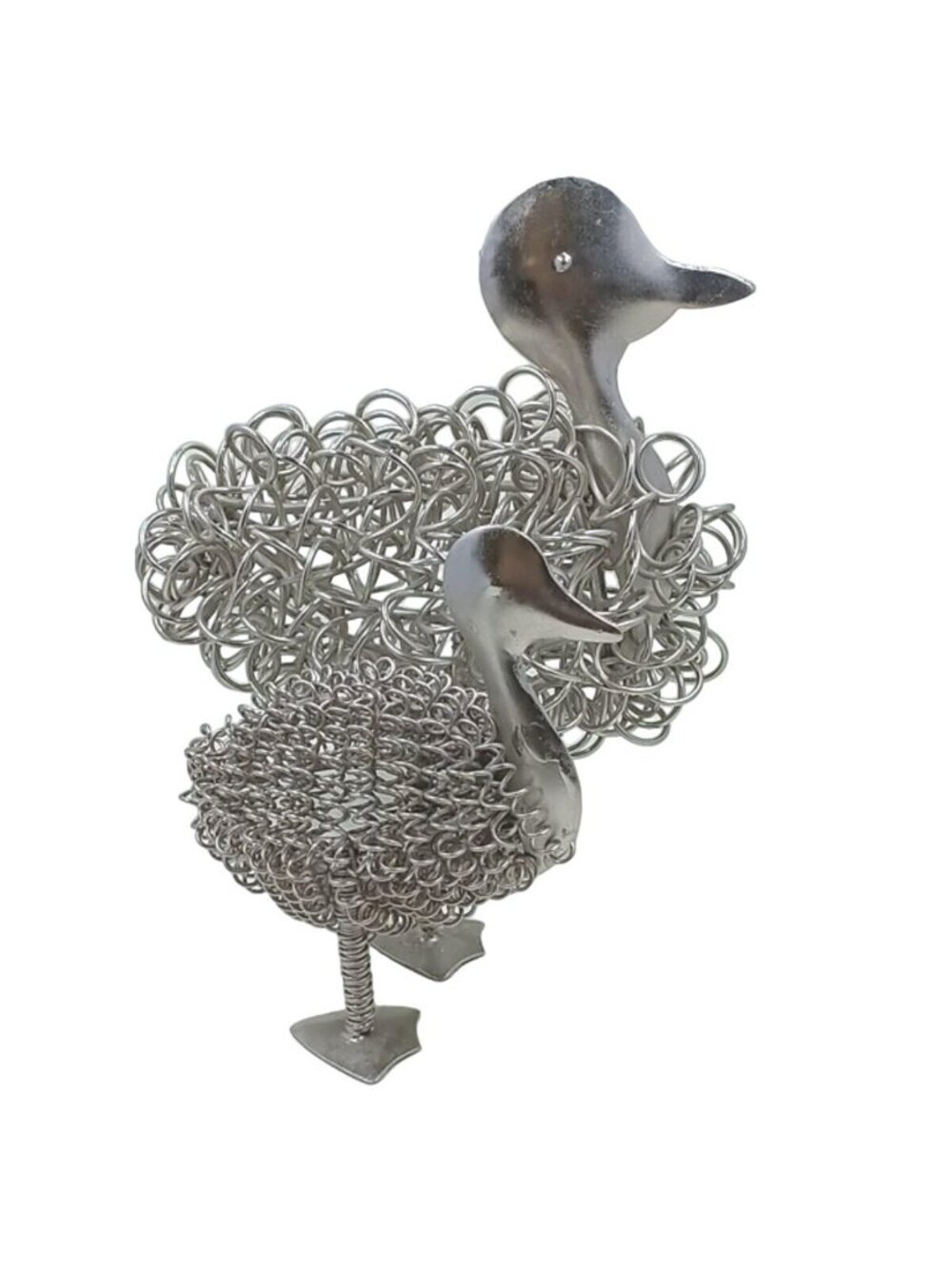 Wiggle Duck & Duckling Nickel silver colored sculpture, rustic farmyard metal - Picture 2 of 6